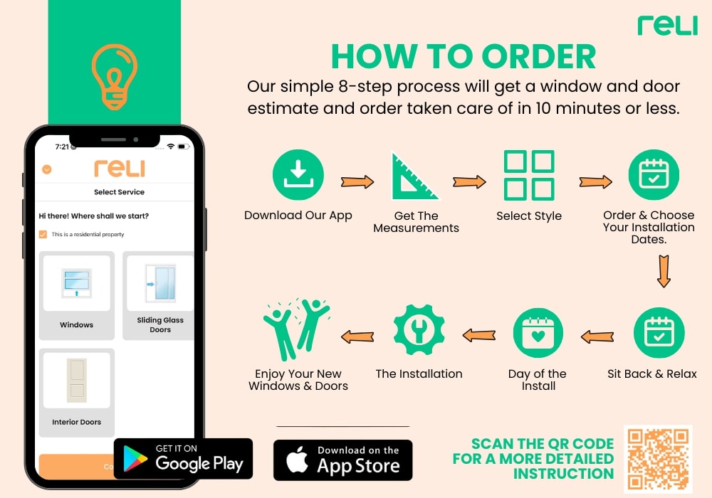 Order expert wndow and door replacements in RELI App