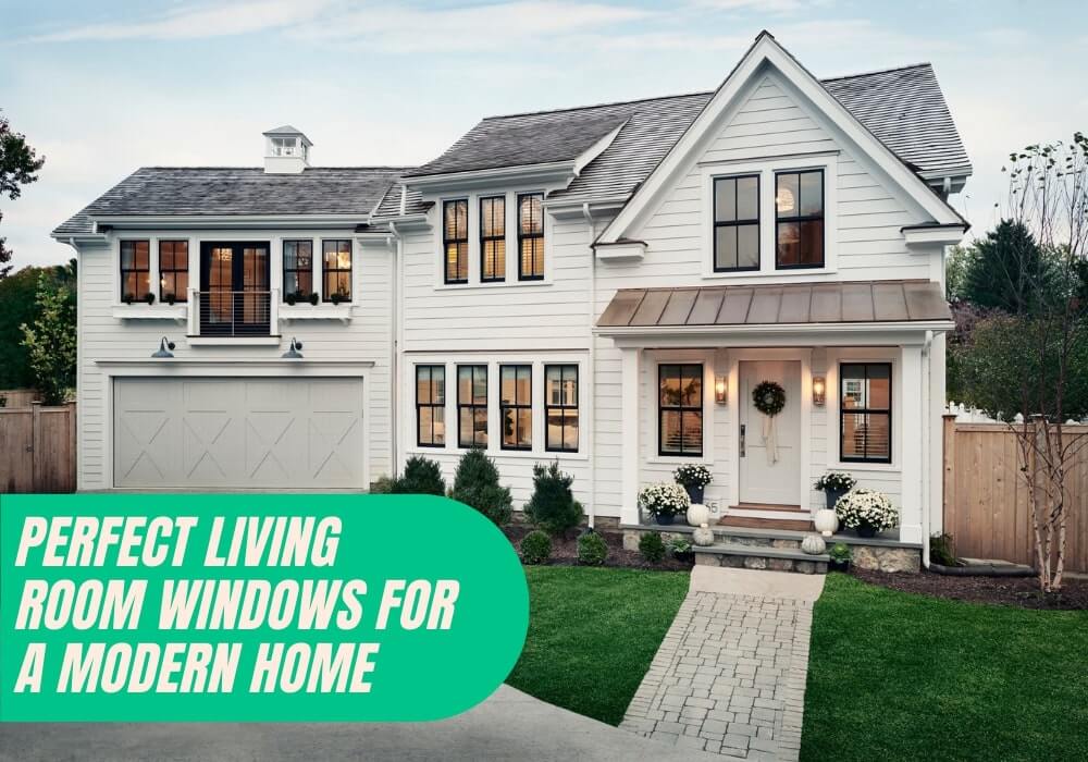 Living room windows in a modern home